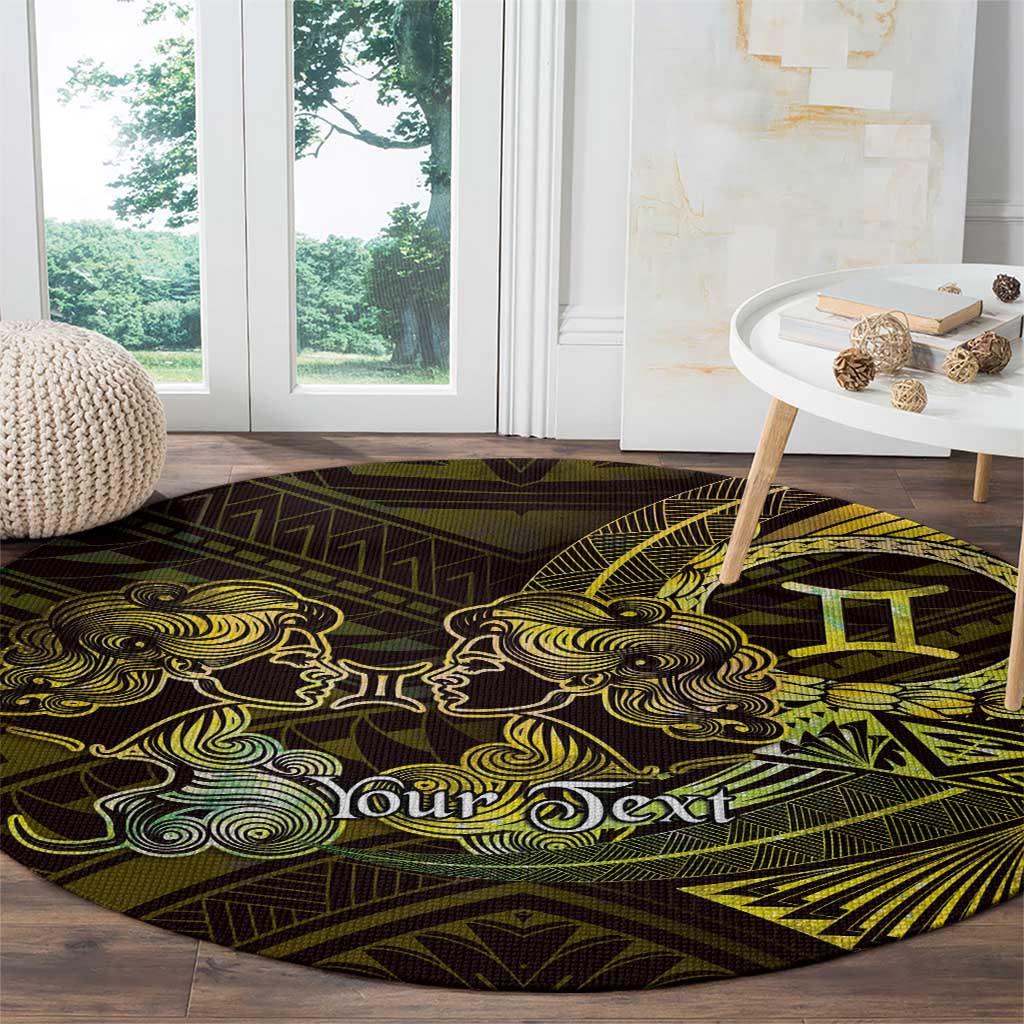 Personalised Polynesia Zodiac Gemini Round Carpet Galaxy Polynesian Pattern Chest Tattoo Style