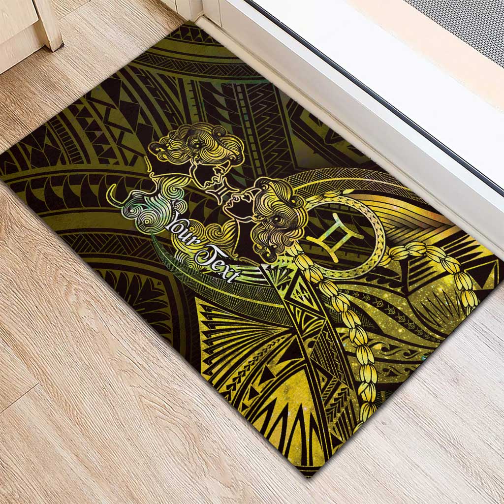 Personalised Polynesia Zodiac Gemini Rubber Doormat Galaxy Polynesian Pattern Chest Tattoo Style