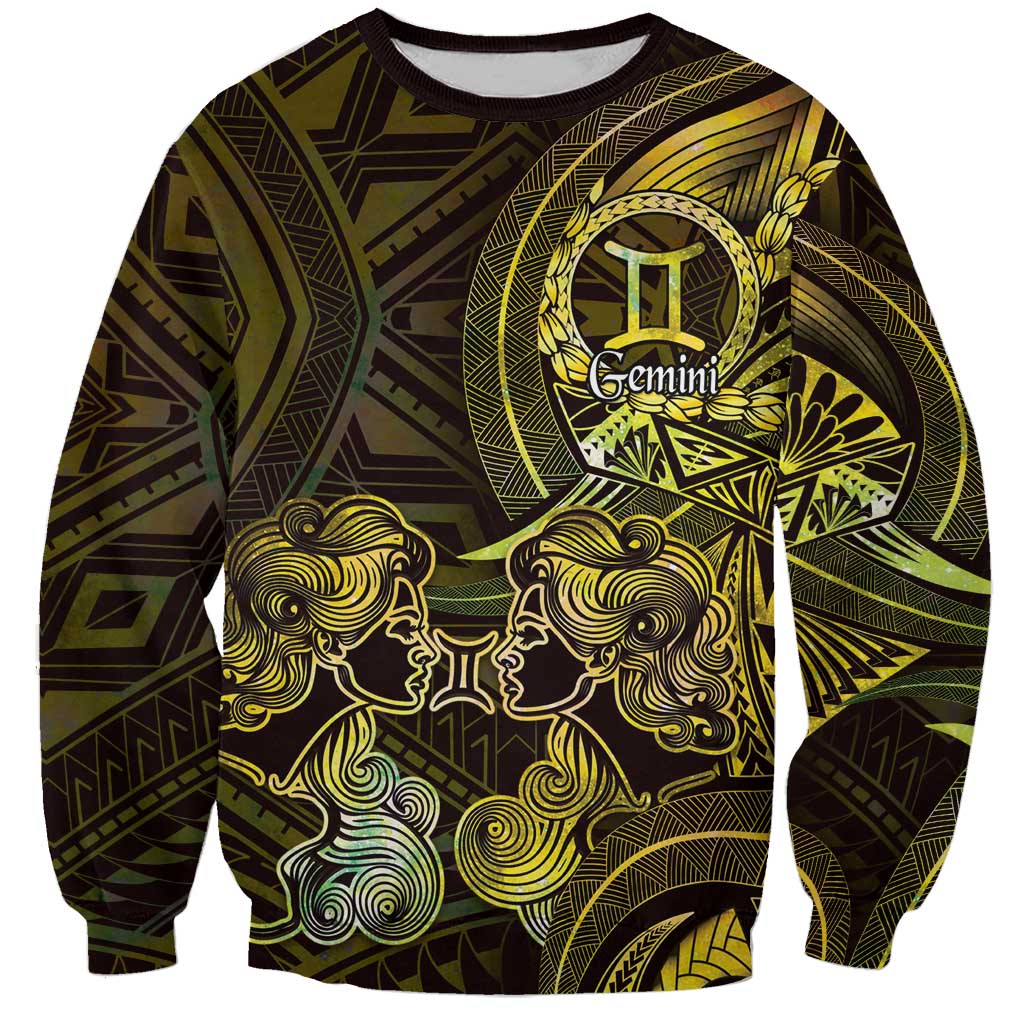 Personalised Polynesia Zodiac Gemini Sweatshirt Galaxy Polynesian Pattern Chest Tattoo Style