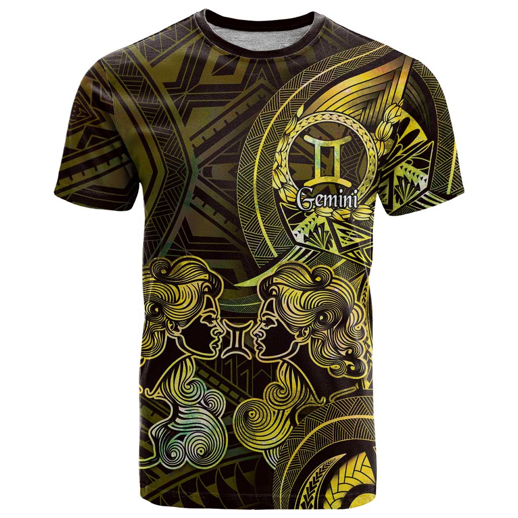 Personalised Polynesia Zodiac Gemini T Shirt Galaxy Polynesian Pattern Chest Tattoo Style