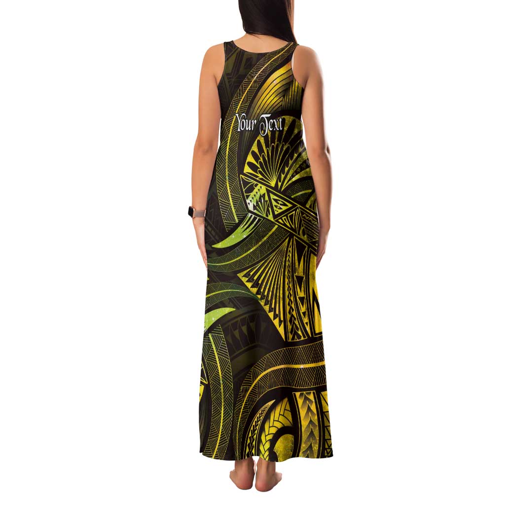 Personalised Polynesia Zodiac Gemini Tank Maxi Dress Galaxy Polynesian Pattern Chest Tattoo Style
