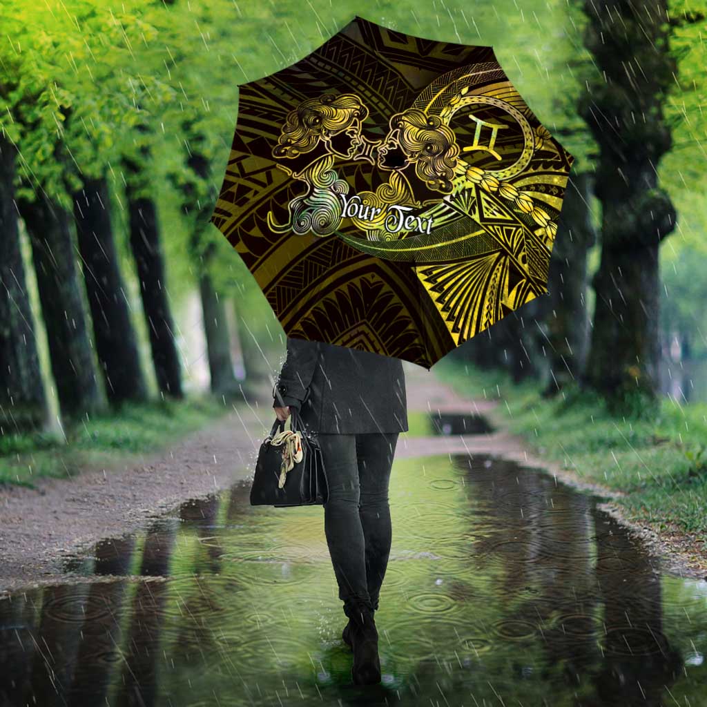 Personalised Polynesia Zodiac Gemini Umbrella Galaxy Polynesian Pattern Chest Tattoo Style