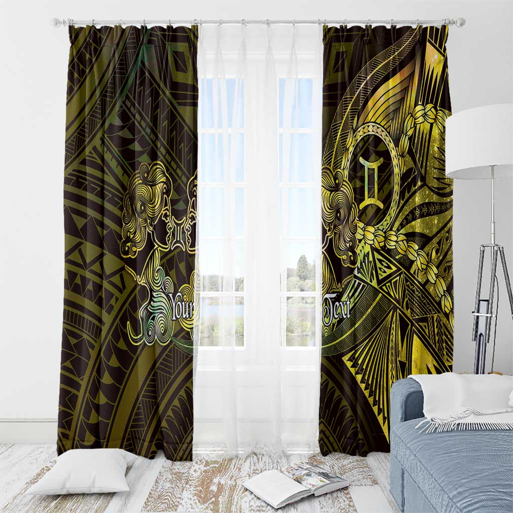 Personalised Polynesia Zodiac Gemini Window Curtain Galaxy Polynesian Pattern Chest Tattoo Style