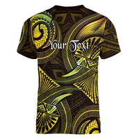 Personalised Polynesia Zodiac Gemini Women V-Neck T-Shirt Galaxy Polynesian Pattern Chest Tattoo Style