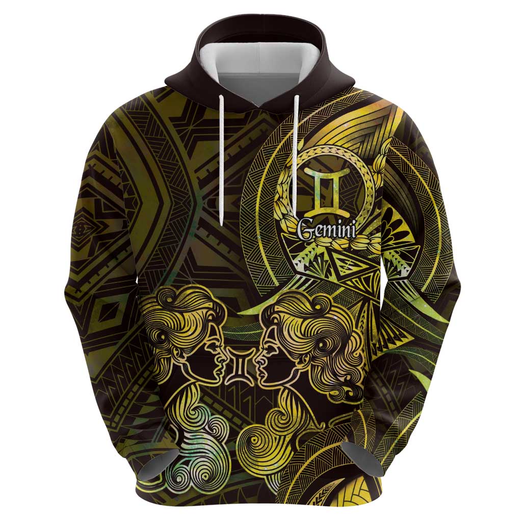 Personalised Polynesia Zodiac Gemini Zip Hoodie Galaxy Polynesian Pattern Chest Tattoo Style