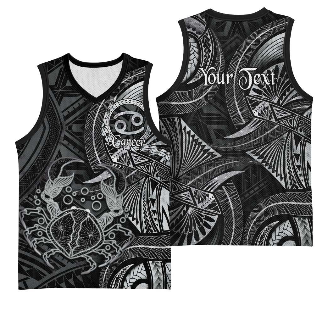 Personalised Polynesia Zodiac Cancer Basketball Jersey Galaxy Polynesian Pattern Chest Tattoo Style