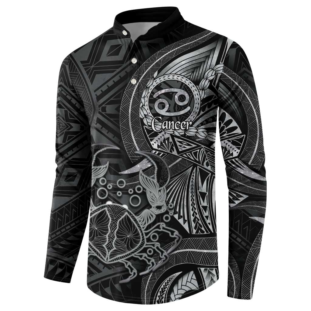 Personalised Polynesia Zodiac Cancer Button Sweatshirt Galaxy Polynesian Pattern Chest Tattoo Style