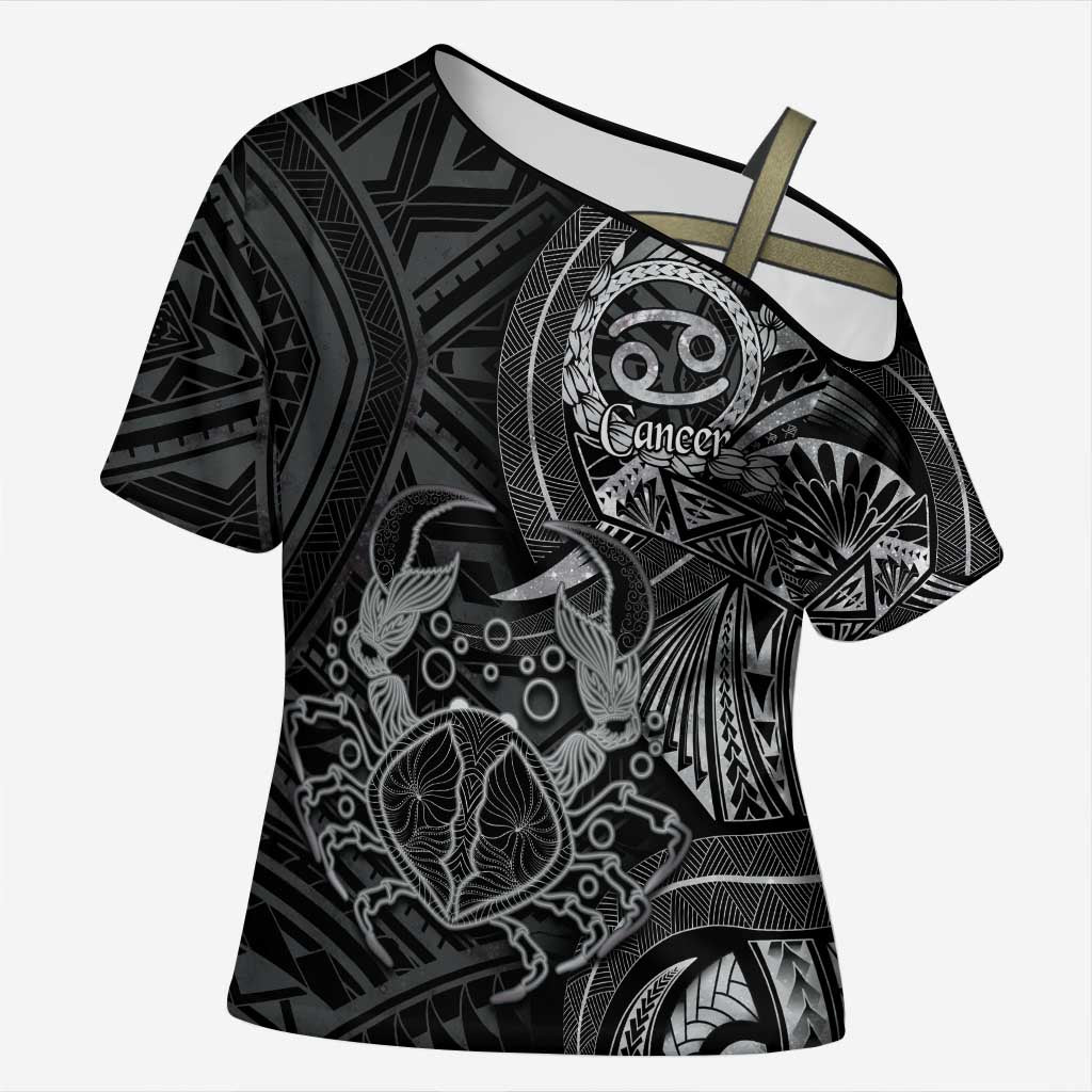 Personalised Polynesia Zodiac Cancer Cross Shoulder Shirt Galaxy Polynesian Pattern Chest Tattoo Style