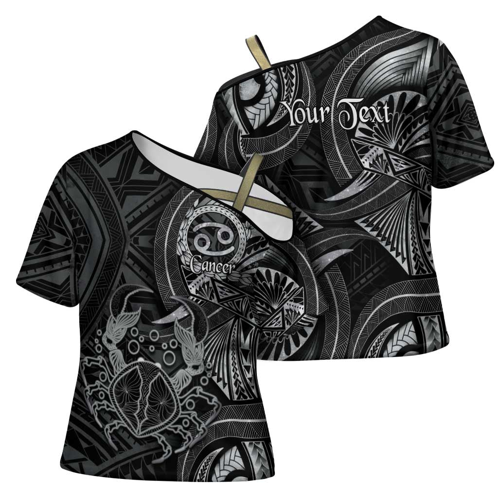 Personalised Polynesia Zodiac Cancer Cross Shoulder Shirt Galaxy Polynesian Pattern Chest Tattoo Style