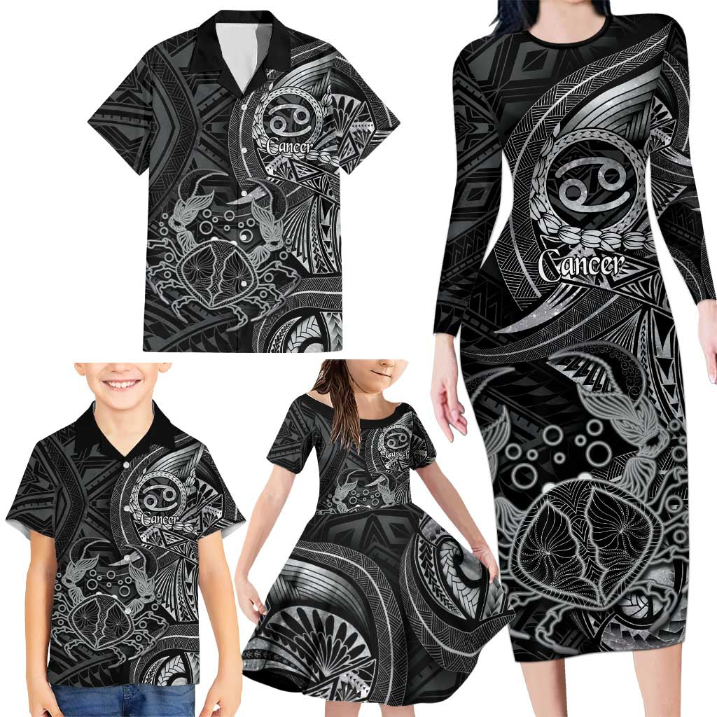 Personalised Polynesia Zodiac Cancer Family Matching Long Sleeve Bodycon Dress and Hawaiian Shirt Galaxy Polynesian Pattern Chest Tattoo Style LT14 - Polynesian Pride