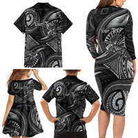 Personalised Polynesia Zodiac Cancer Family Matching Long Sleeve Bodycon Dress and Hawaiian Shirt Galaxy Polynesian Pattern Chest Tattoo Style LT14 - Polynesian Pride