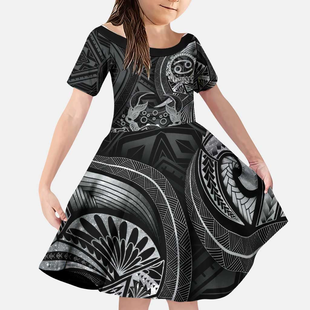 Personalised Polynesia Zodiac Cancer Family Matching Off Shoulder Short Dress and Hawaiian Shirt Galaxy Polynesian Pattern Chest Tattoo Style