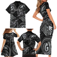 Personalised Polynesia Zodiac Cancer Family Matching Short Sleeve Bodycon Dress and Hawaiian Shirt Galaxy Polynesian Pattern Chest Tattoo Style LT14 - Polynesian Pride