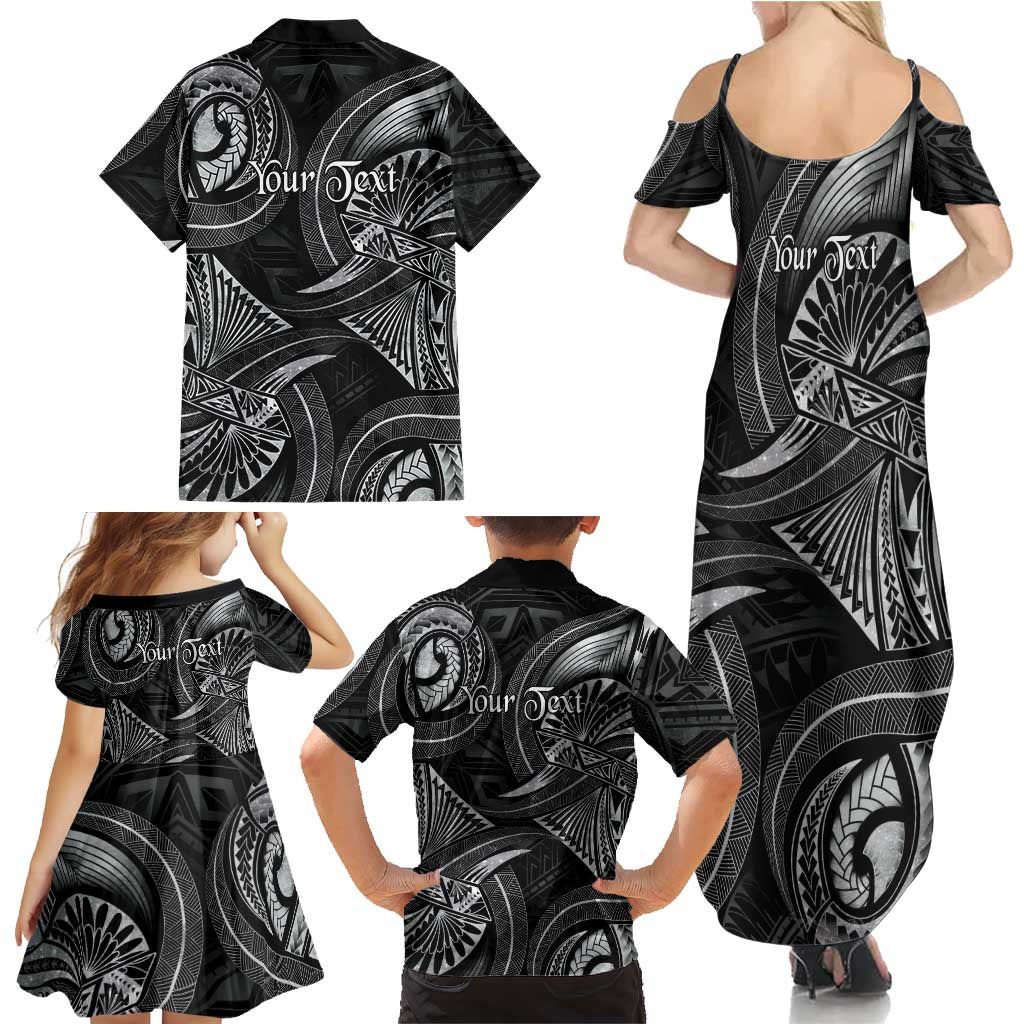 Personalised Polynesia Zodiac Cancer Family Matching Summer Maxi Dress and Hawaiian Shirt Galaxy Polynesian Pattern Chest Tattoo Style
