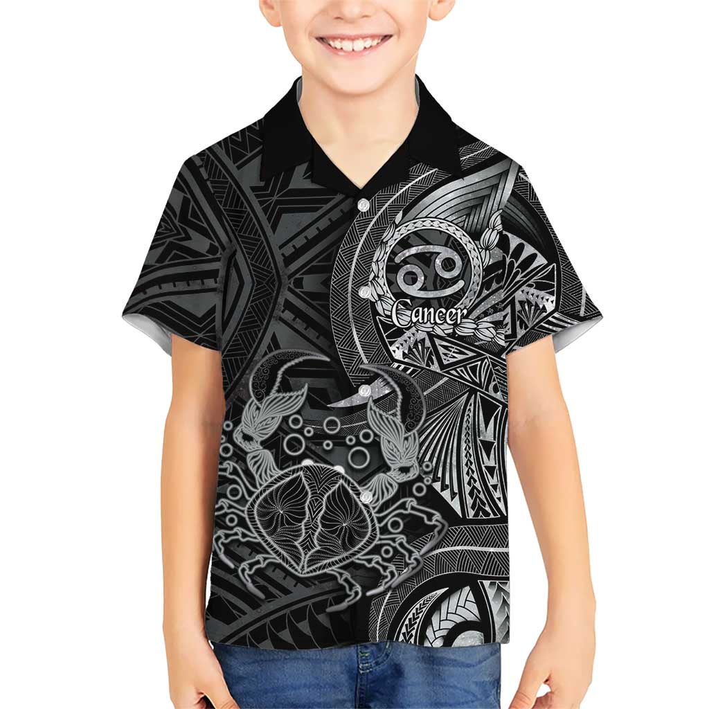 Personalised Polynesia Zodiac Cancer Family Matching Tank Maxi Dress and Hawaiian Shirt Galaxy Polynesian Pattern Chest Tattoo Style LT14 Son's Shirt Black - Polynesian Pride