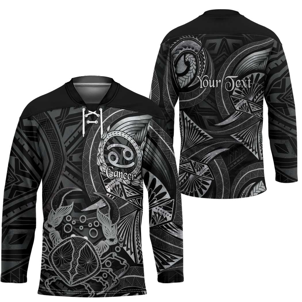 Personalised Polynesia Zodiac Cancer Hockey Jersey Galaxy Polynesian Pattern Chest Tattoo Style
