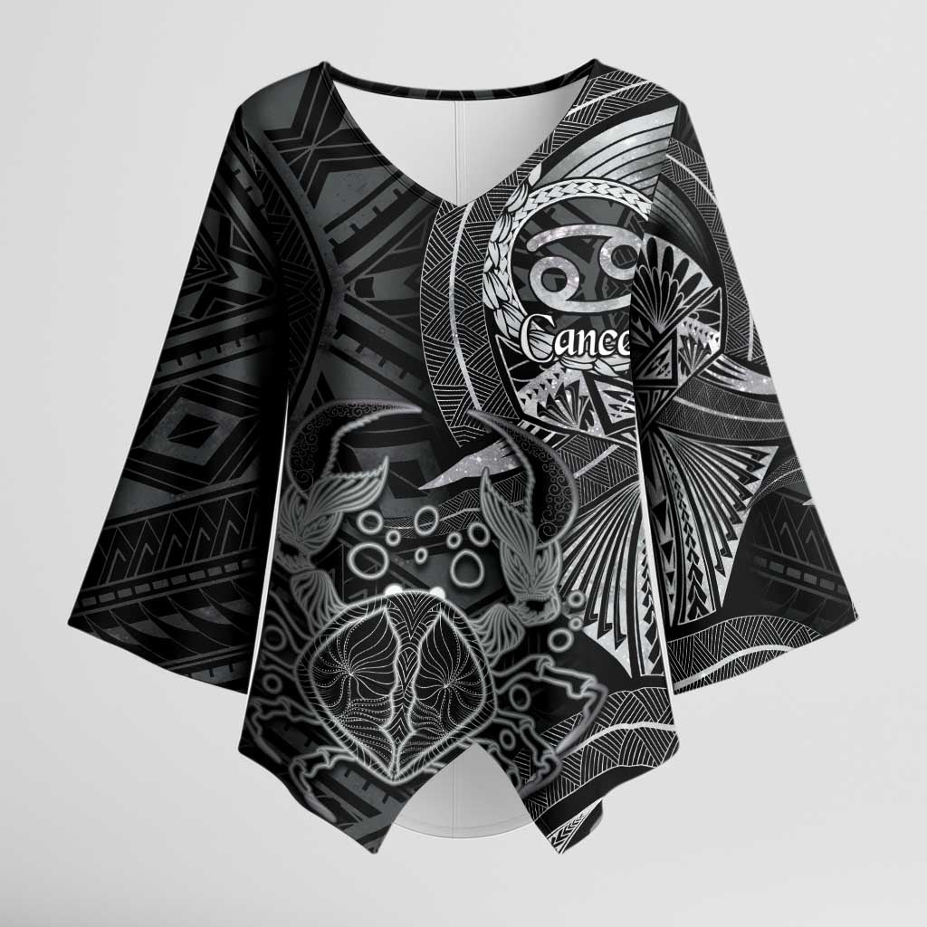 Personalised Polynesia Zodiac Cancer Kimono Sleeve Blouse Galaxy Polynesian Pattern Chest Tattoo Style