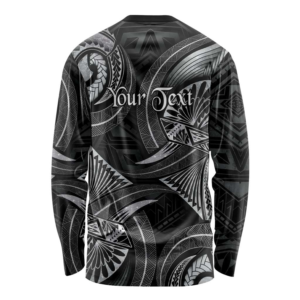 Personalised Polynesia Zodiac Cancer Long Sleeve Shirt Galaxy Polynesian Pattern Chest Tattoo Style
