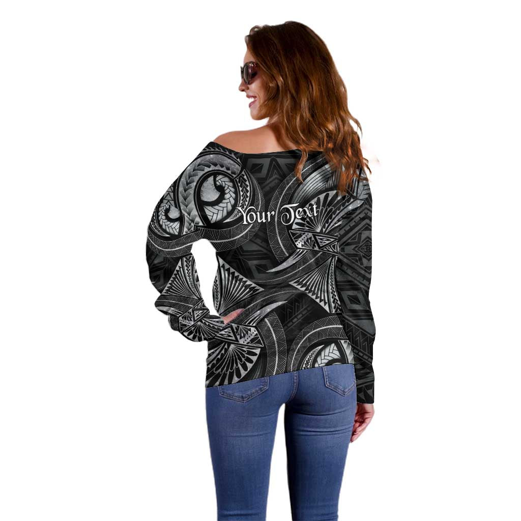 Personalised Polynesia Zodiac Cancer Off Shoulder Sweater Galaxy Polynesian Pattern Chest Tattoo Style