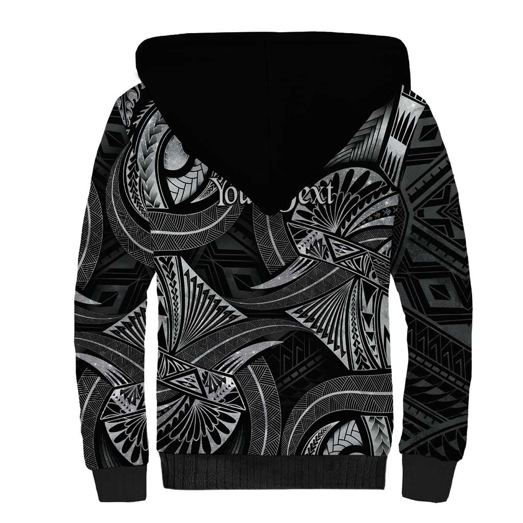 Personalised Polynesia Zodiac Cancer Sherpa Hoodie Galaxy Polynesian Pattern Chest Tattoo Style