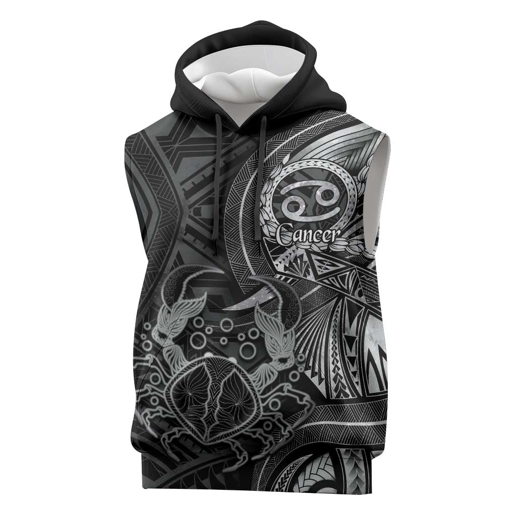 Personalised Polynesia Zodiac Cancer Sleeveless Hoodie Galaxy Polynesian Pattern Chest Tattoo Style