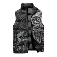 Personalised Polynesia Zodiac Cancer Sleeveless Puffer Jacket Galaxy Polynesian Pattern Chest Tattoo Style