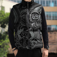 Personalised Polynesia Zodiac Cancer Sleeveless Puffer Jacket Galaxy Polynesian Pattern Chest Tattoo Style
