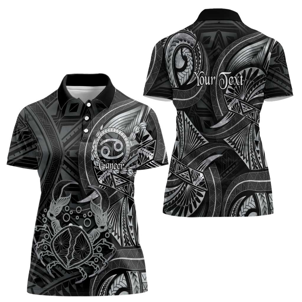 Personalised Polynesia Zodiac Cancer Women Polo Shirt Galaxy Polynesian Pattern Chest Tattoo Style