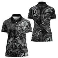 Personalised Polynesia Zodiac Cancer Women Polo Shirt Galaxy Polynesian Pattern Chest Tattoo Style