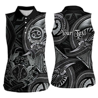 Personalised Polynesia Zodiac Cancer Women Sleeveless Polo Shirt Galaxy Polynesian Pattern Chest Tattoo Style