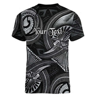 Personalised Polynesia Zodiac Cancer Women V-Neck T-Shirt Galaxy Polynesian Pattern Chest Tattoo Style