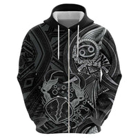 Personalised Polynesia Zodiac Cancer Zip Hoodie Galaxy Polynesian Pattern Chest Tattoo Style