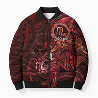Personalised Polynesia Zodiac Scorpio Bomber Puffer Jacket Galaxy Polynesian Pattern Chest Tattoo Style