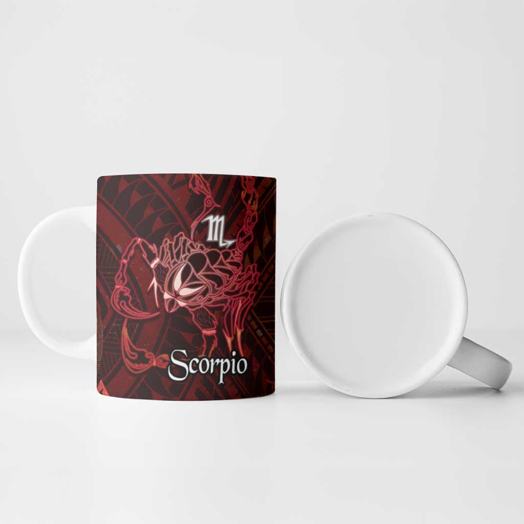 Personalised Polynesia Zodiac Scorpio Ceramic Mug Galaxy Polynesian Pattern Chest Tattoo Style