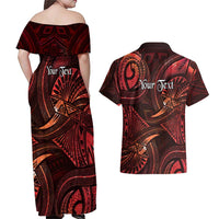 Personalised Polynesia Zodiac Scorpio Couples Matching Off Shoulder Maxi Dress and Hawaiian Shirt Galaxy Polynesian Pattern Chest Tattoo Style LT14 - Polynesian Pride