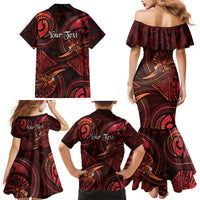 Personalised Polynesia Zodiac Scorpio Family Matching Mermaid Dress and Hawaiian Shirt Galaxy Polynesian Pattern Chest Tattoo Style