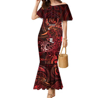 Personalised Polynesia Zodiac Scorpio Family Matching Mermaid Dress and Hawaiian Shirt Galaxy Polynesian Pattern Chest Tattoo Style