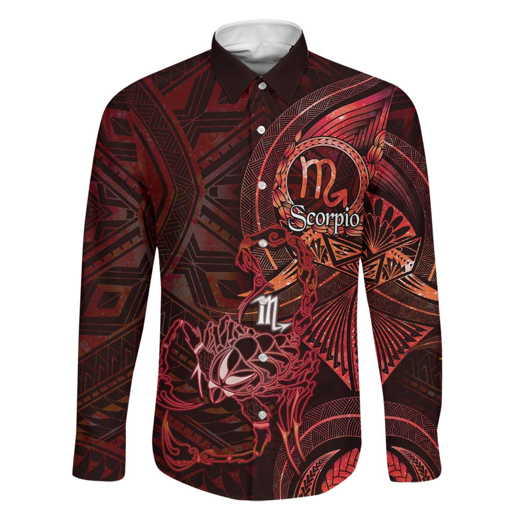 Personalised Polynesia Zodiac Scorpio Family Matching Off Shoulder Maxi Dress and Hawaiian Shirt Galaxy Polynesian Pattern Chest Tattoo Style
