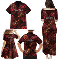 Personalised Polynesia Zodiac Scorpio Family Matching Puletasi and Hawaiian Shirt Galaxy Polynesian Pattern Chest Tattoo Style