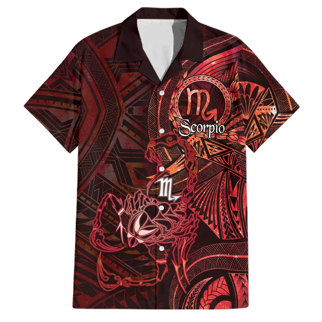 Personalised Polynesia Zodiac Scorpio Family Matching Puletasi and Hawaiian Shirt Galaxy Polynesian Pattern Chest Tattoo Style