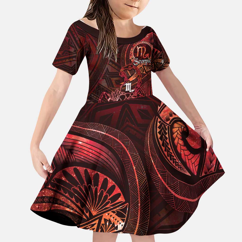 Personalised Polynesia Zodiac Scorpio Family Matching Short Sleeve Bodycon Dress and Hawaiian Shirt Galaxy Polynesian Pattern Chest Tattoo Style