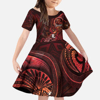 Personalised Polynesia Zodiac Scorpio Family Matching Short Sleeve Bodycon Dress and Hawaiian Shirt Galaxy Polynesian Pattern Chest Tattoo Style
