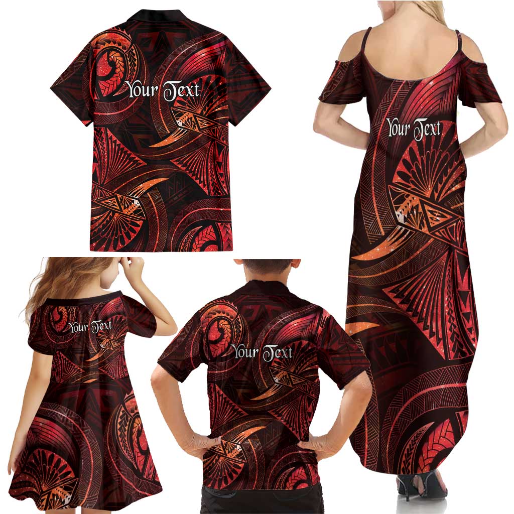 Personalised Polynesia Zodiac Scorpio Family Matching Summer Maxi Dress and Hawaiian Shirt Galaxy Polynesian Pattern Chest Tattoo Style