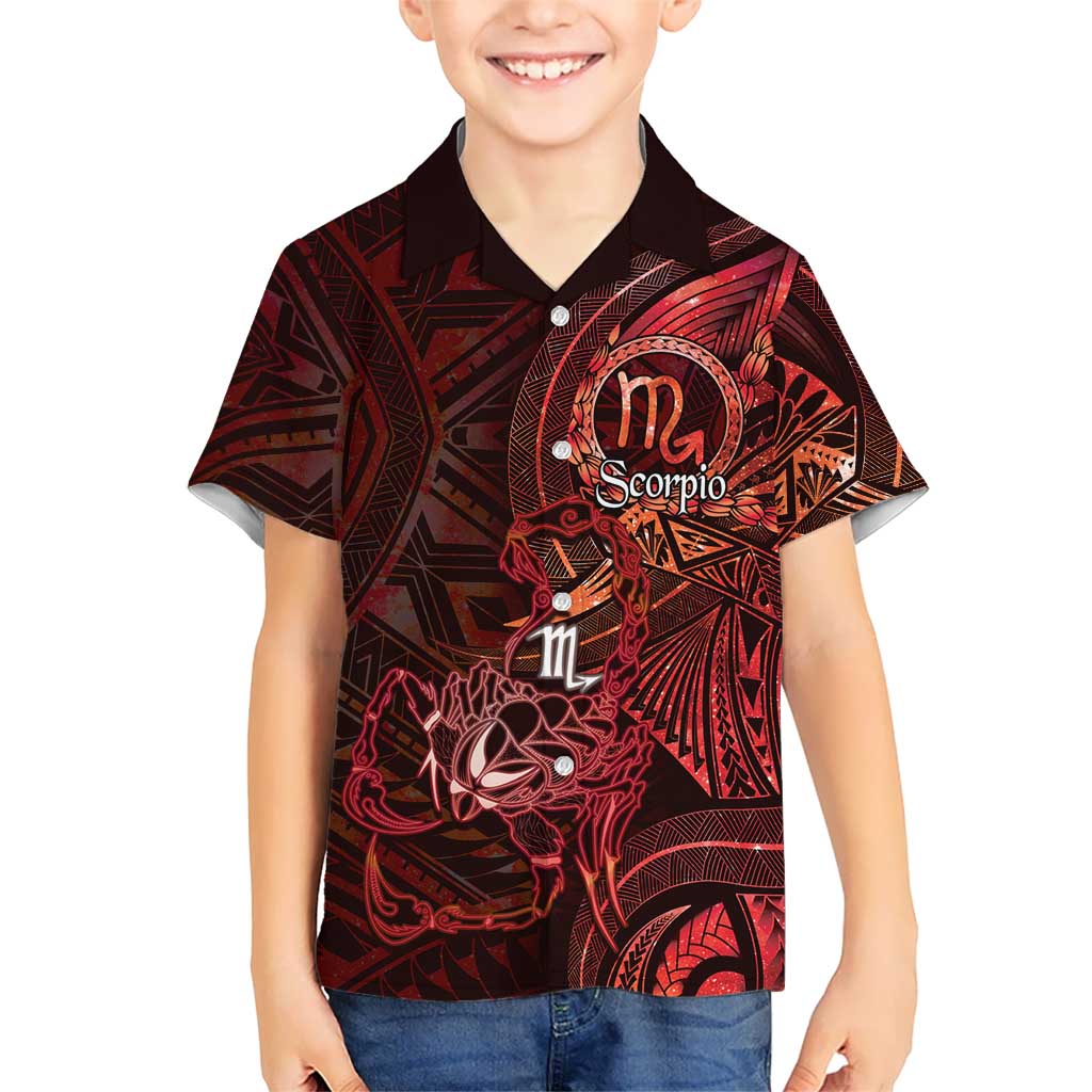 Personalised Polynesia Zodiac Scorpio Family Matching Summer Maxi Dress and Hawaiian Shirt Galaxy Polynesian Pattern Chest Tattoo Style