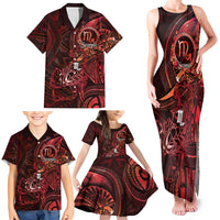 Personalised Polynesia Zodiac Scorpio Family Matching Tank Maxi Dress and Hawaiian Shirt Galaxy Polynesian Pattern Chest Tattoo Style