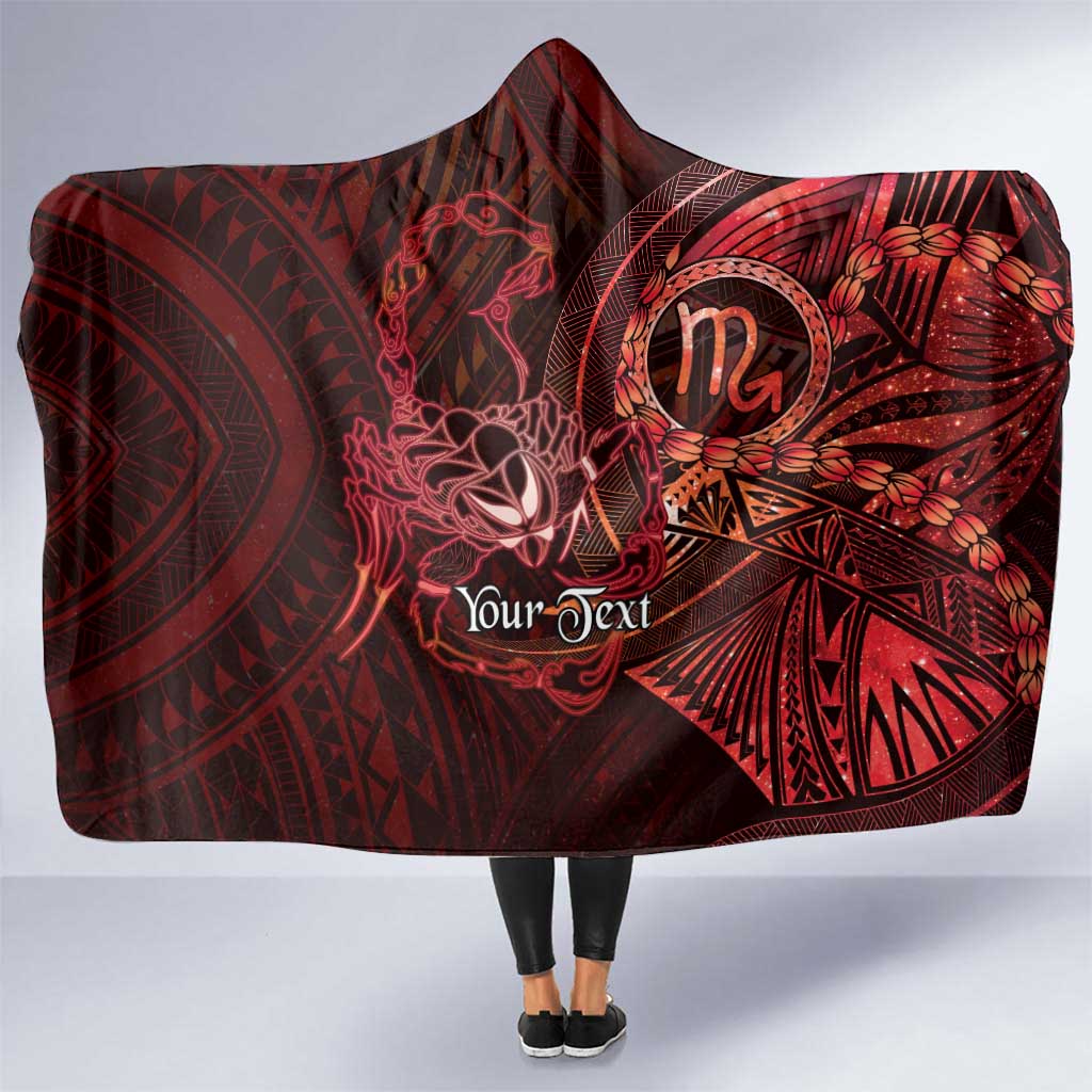 Personalised Polynesia Zodiac Scorpio Hooded Blanket Galaxy Polynesian Pattern Chest Tattoo Style
