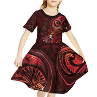 Personalised Polynesia Zodiac Scorpio Kid Short Sleeve Dress Galaxy Polynesian Pattern Chest Tattoo Style