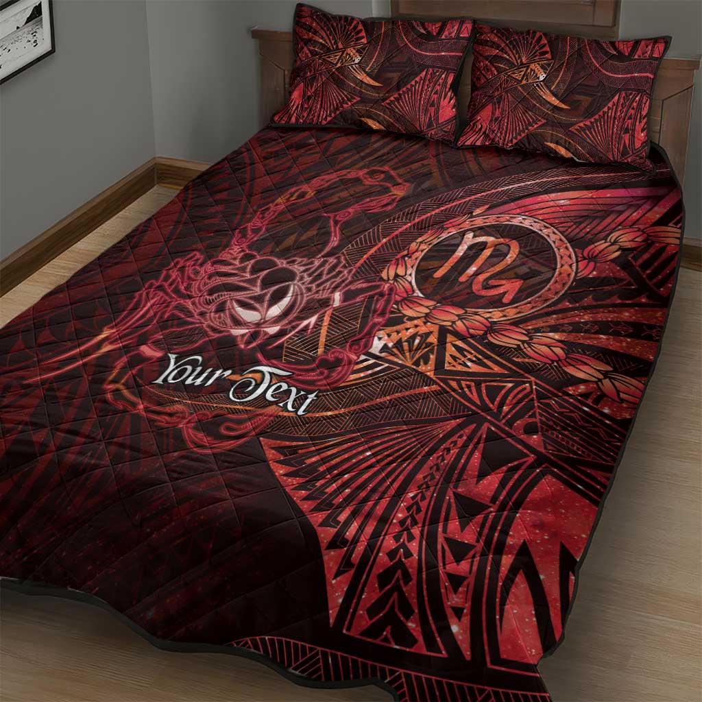 Personalised Polynesia Zodiac Scorpio Quilt Bed Set Galaxy Polynesian Pattern Chest Tattoo Style