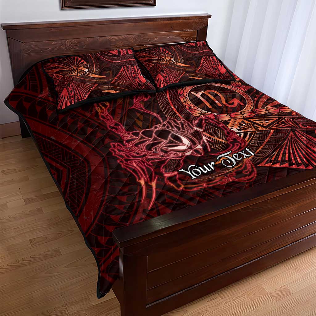 Personalised Polynesia Zodiac Scorpio Quilt Bed Set Galaxy Polynesian Pattern Chest Tattoo Style