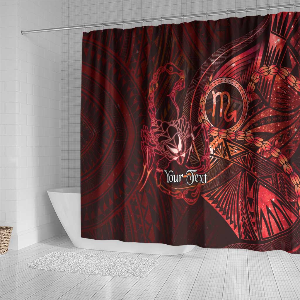Personalised Polynesia Zodiac Scorpio Shower Curtain Galaxy Polynesian Pattern Chest Tattoo Style
